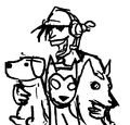 Fryman, and his dogs Kassandra, Alexi, and Lawyer.