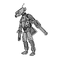 TD-01 Robot with purpose of destroying infiltrators and absorbing assassination-attempts. Equipped with minigun, chainsaw and KMA-cannon installed in head ( 'Magnum' ).